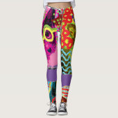 Crazy Cat Pop Art Leggings (Vorderseite)