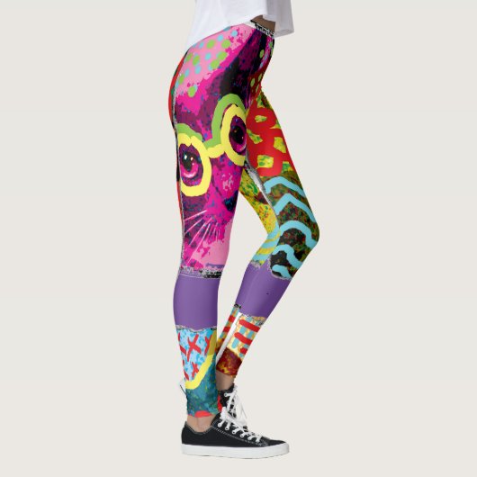 Crazy Cat Pop Art Leggings (Rechts)