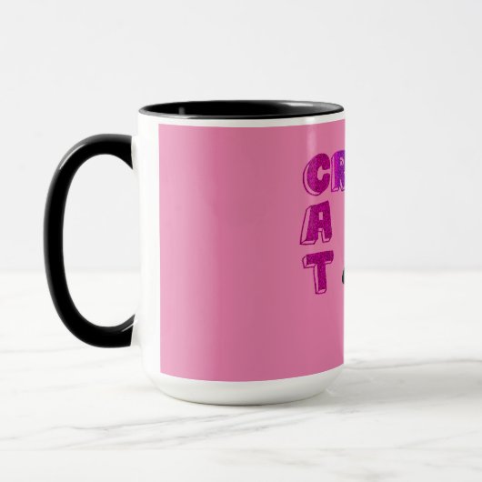 "CRAZY CAT" Tasse in schwarz und rosa. (Links)