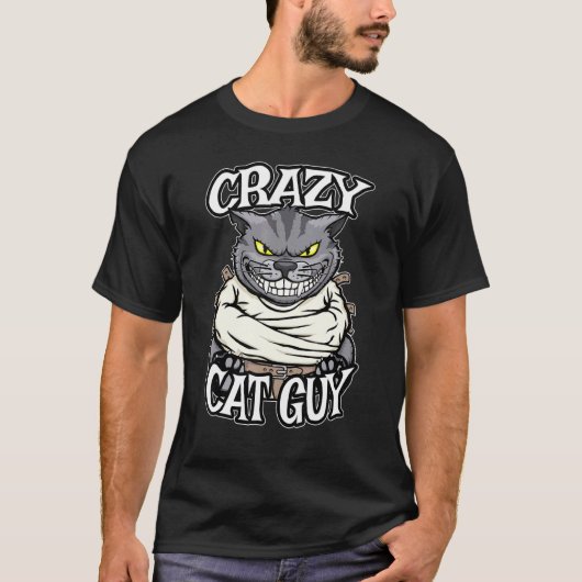Crazy Cat Typ Evil Grinning Crazy Felkatzen T-Shirt (Vorderseite)
