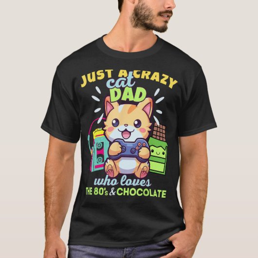 Crazy Cat Vater Wer Lieben Gaming Cats Schokolade T-Shirt (Vorderseite)