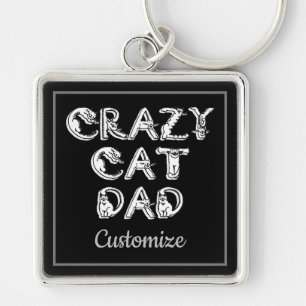 Crazy Cat Vater White Logos Schlüsselkette Schlüsselanhänger