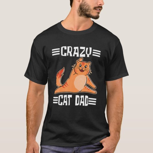 Crazy Cat Vater Yoga Cat T-Shirt (Vorderseite)