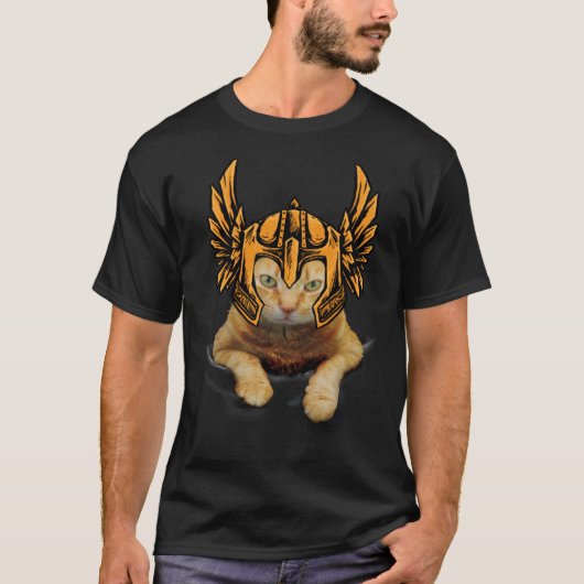 Crazy Cat Viking Thatch mit Hammer T-Shirt (Vorderseite)
