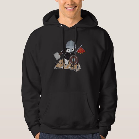 Crazy Cat Viking Thor Cat With Hammer  2 Hoodie (Vorderseite)