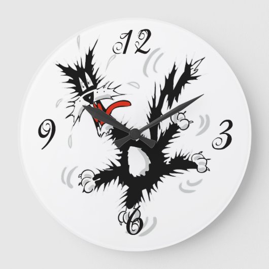 Crazy Cat Wall Clock Große Wanduhr (Vorderseite)