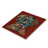 Crazy Catahoula Hund Gesicht Keramik Tile Fliese (Seite)