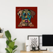 Crazy Catahoula Hund mit handgemalten Poster (Heimbüro)