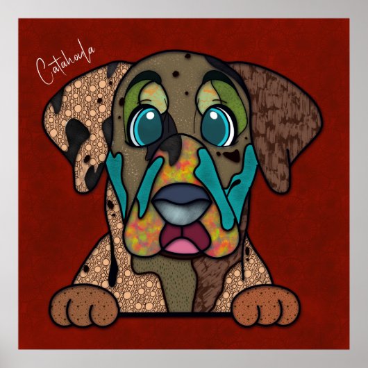 Crazy Catahoula Hund mit handgemalten Poster (Vorne)