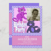 Crazy Cats Birthday Foto Einladung (Vorne/Hinten)