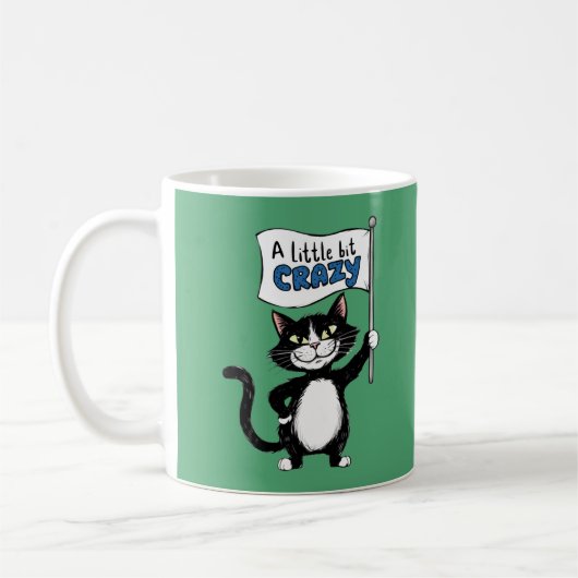 Crazy Cats, Black and White Cat Liebhaber Kaffeetasse (Links)