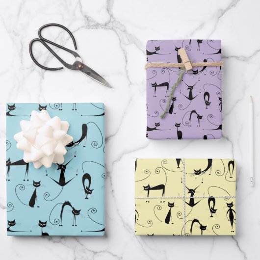 Crazy Cats Design Wrapping Paper Geschenkpapier Set (Vorderseite)