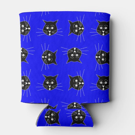 Crazy Cats on Blue Background on Can Cooler Dosenkühler (Rückseite)
