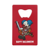 Crazy Chainsaw Clown Happy Halloween Cartoon Geldbeutel Flaschenöffner (Vorderseite)