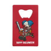 Crazy Chainsaw Clown Happy Halloween Cartoon Geldbeutel Flaschenöffner (Rückseite)
