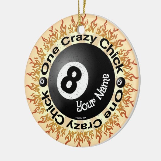Crazy Chick Eightball Keramik Ornament (Links)