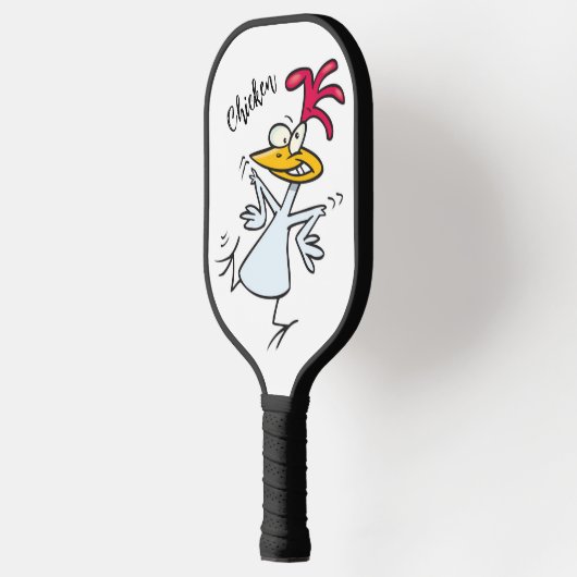 Crazy Chicken Bird Funny Cartoon Pickleball Schläger (Links)