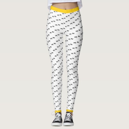 Crazy Chicken Foot Prints Yellow Pop Leggings (Vorderseite)