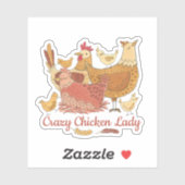 Crazy Chicken Lady Aufkleber (Blatt)