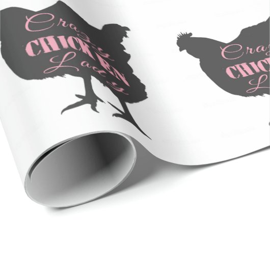 Crazy Chicken Lady Geschenkpapier (Rolleneckpunkt)