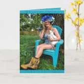 Crazy Chicken Lady - Happy Birthday Karte (Gelbe Blume)