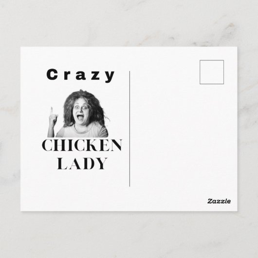 Crazy Chicken Lady. Hühner, Spaß, lustig Postkarte (Rückseite)