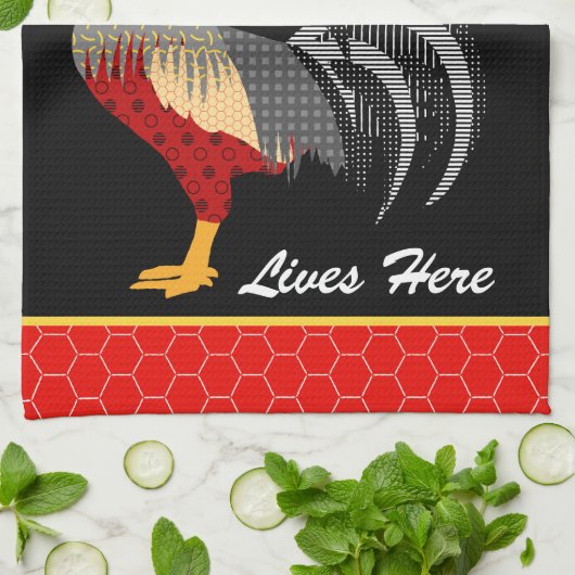 Crazy Chicken Lady l Memphis Style Rooster Geschirrtuch (Gefaltet)