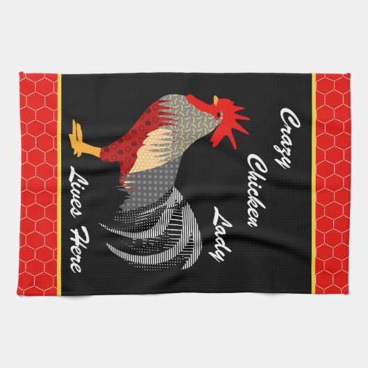 Crazy Chicken Lady l Memphis Style Rooster Geschirrtuch (Horizontal)
