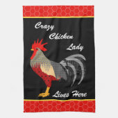 Crazy Chicken Lady l Memphis Style Rooster Geschirrtuch (Vertikal)