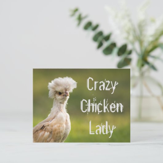 Crazy Chicken Lady Postkarte (Stehend Vorderseite)