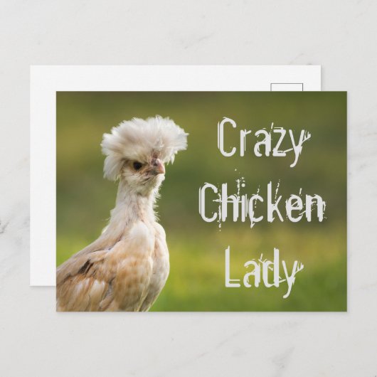 Crazy Chicken Lady Postkarte (Vorne/Hinten)