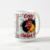 Crazy Chicken Lady Tasse, Lieben Hühner Cup Gesche Kaffeetasse (VorderseiteRechts)