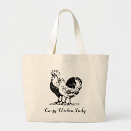 Crazy Chicken Lady Tote Bag Jumbo Stoffbeutel
