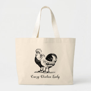 Crazy Chicken Lady Tote Bag Jumbo Stoffbeutel