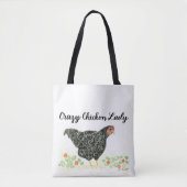 Crazy Chicken Lady Tote-Tasche, Hühner-Tasche Tasche (Vorderseite)