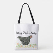 Crazy Chicken Lady Tote-Tasche, Hühner-Tasche Tasche (Rückseite)