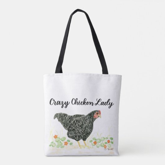 Crazy Chicken Lady Tote-Tasche, Hühner-Tasche Tasche (Rückseite)