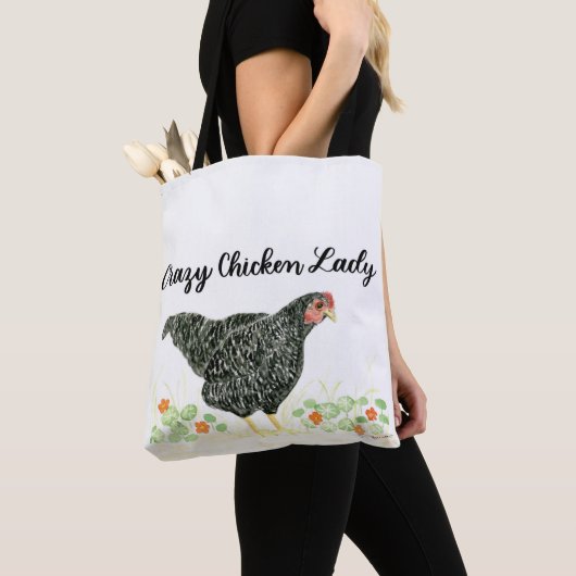 Crazy Chicken Lady Tote-Tasche, Hühner-Tasche Tasche (Von Nahem)