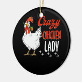 Crazy Chicken Lady Women Farming Bauer Keramik Ornament (Links)