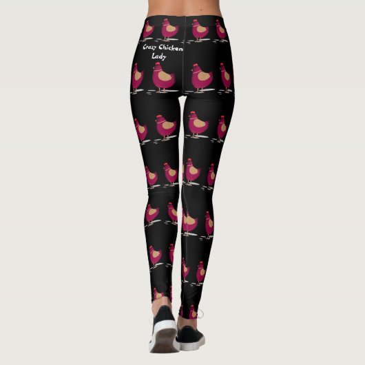 Crazy Chicken Lady Zitat Pink Black Fashion Leggings (Rückseite)