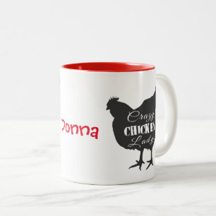 Crazy Chicken Lady Zweifarbige Tasse