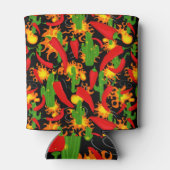 Crazy Chili Paprikaschoten, Kaktus und Feuer Dosenkühler (Rückseite)