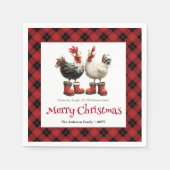 Crazy Christmas chickens napkin editable name set Serviette (Vorderseite)