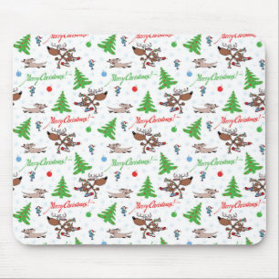 crazy christmas deer mousepad