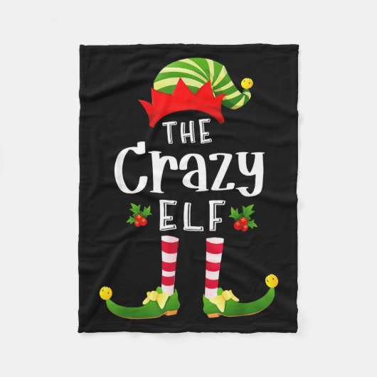 Crazy Christmas Elf Matching Pajama X-mas Party Fleecedecke (Vorderseite)