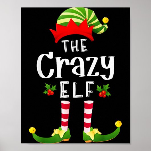 Crazy Christmas Elf Matching Pajama X-mas Party  Poster (Vorne)