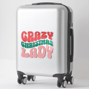 Crazy Christmas Lady Retro Holiday Funny Festival Aufkleber