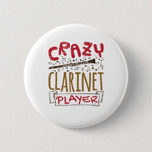 Crazy Clarinet Player Clarinetist Button (Vorderseite)