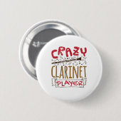 Crazy Clarinet Player Clarinetist Button (Vorne & Hinten)