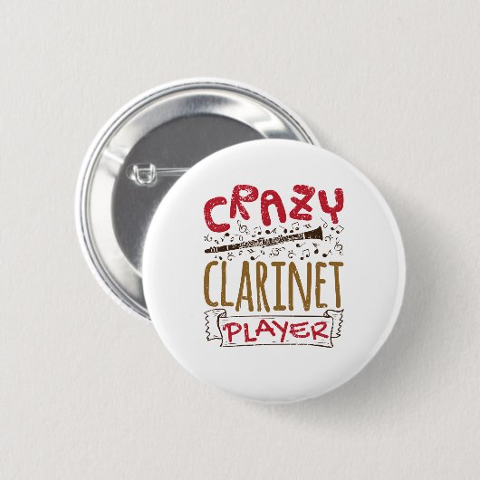 Crazy Clarinet Player Clarinetist Button (Vorne & Hinten)